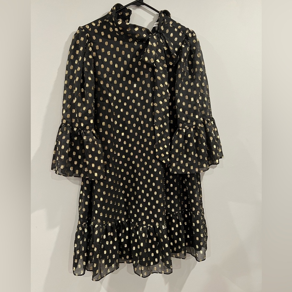 Calvin Klein black and gold tie dress size 8